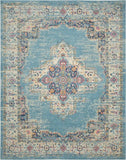 7' X 10' Blue and Ivory Medallion Power Loom Distressed Area Rug - Homeroots - Flyclothing LLC