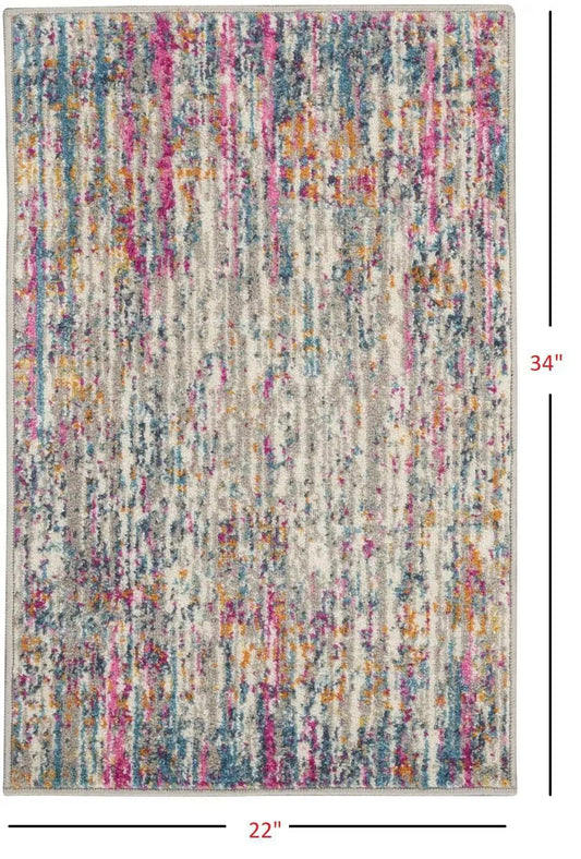 2' X 3' Pink And Ivory Abstract Power Loom Area Rug - Homeroots - Flyclothing LLC
