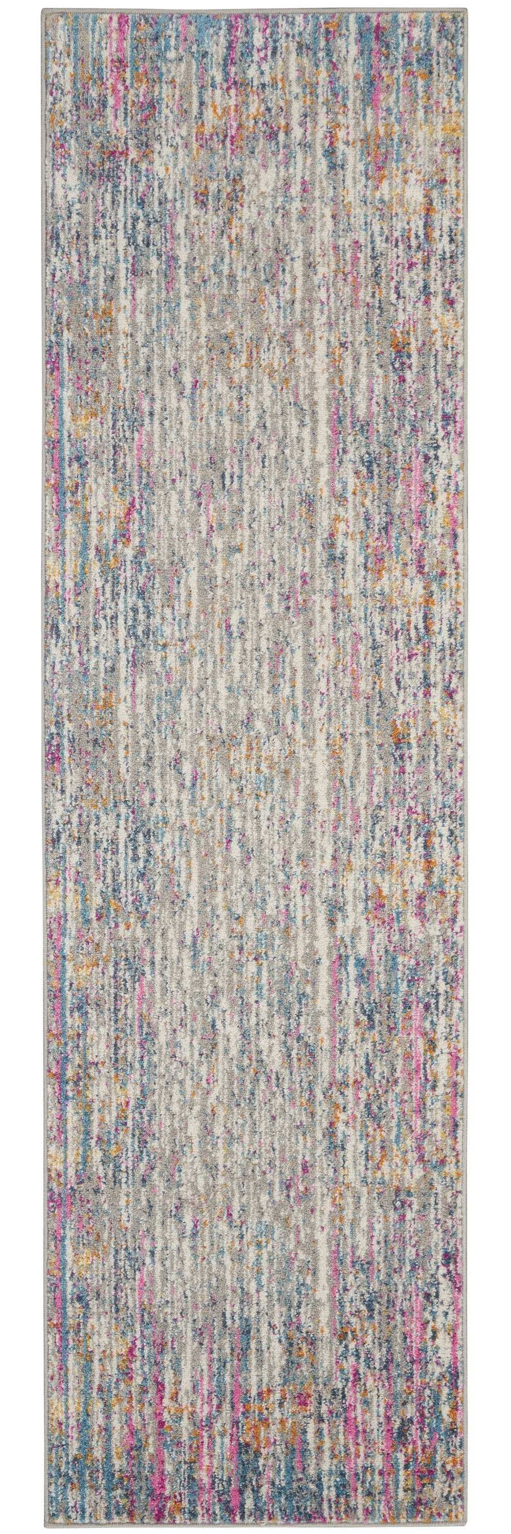 10' Pink And Ivory Abstract Power Loom Runner Rug - Homeroots - Flyclothing LLC