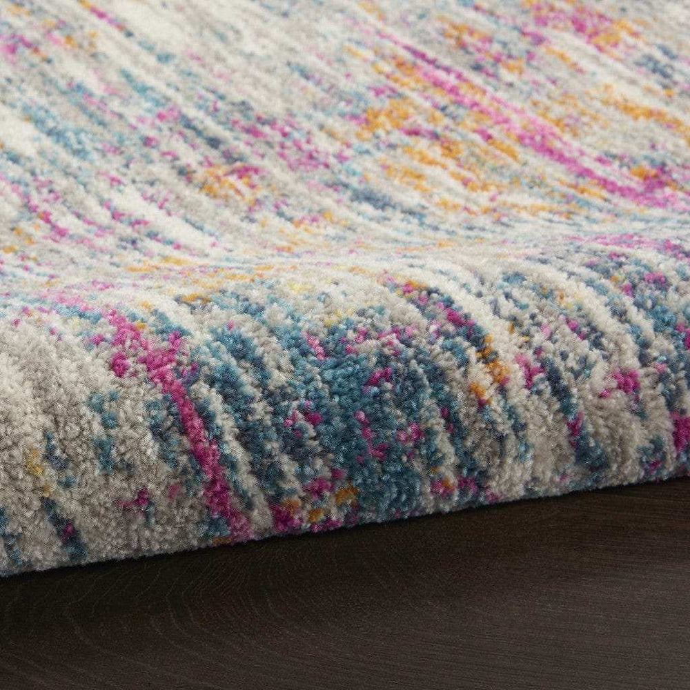 4' Pink And Ivory Round Abstract Power Loom Area Rug - Homeroots - Flyclothing LLC