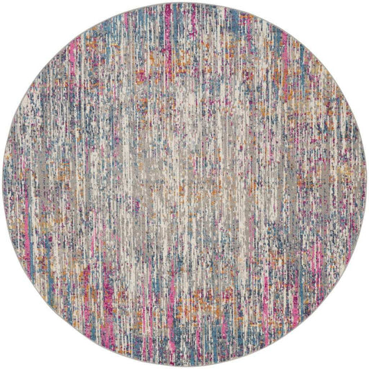 4' Pink And Ivory Round Abstract Power Loom Area Rug - Homeroots - Flyclothing LLC