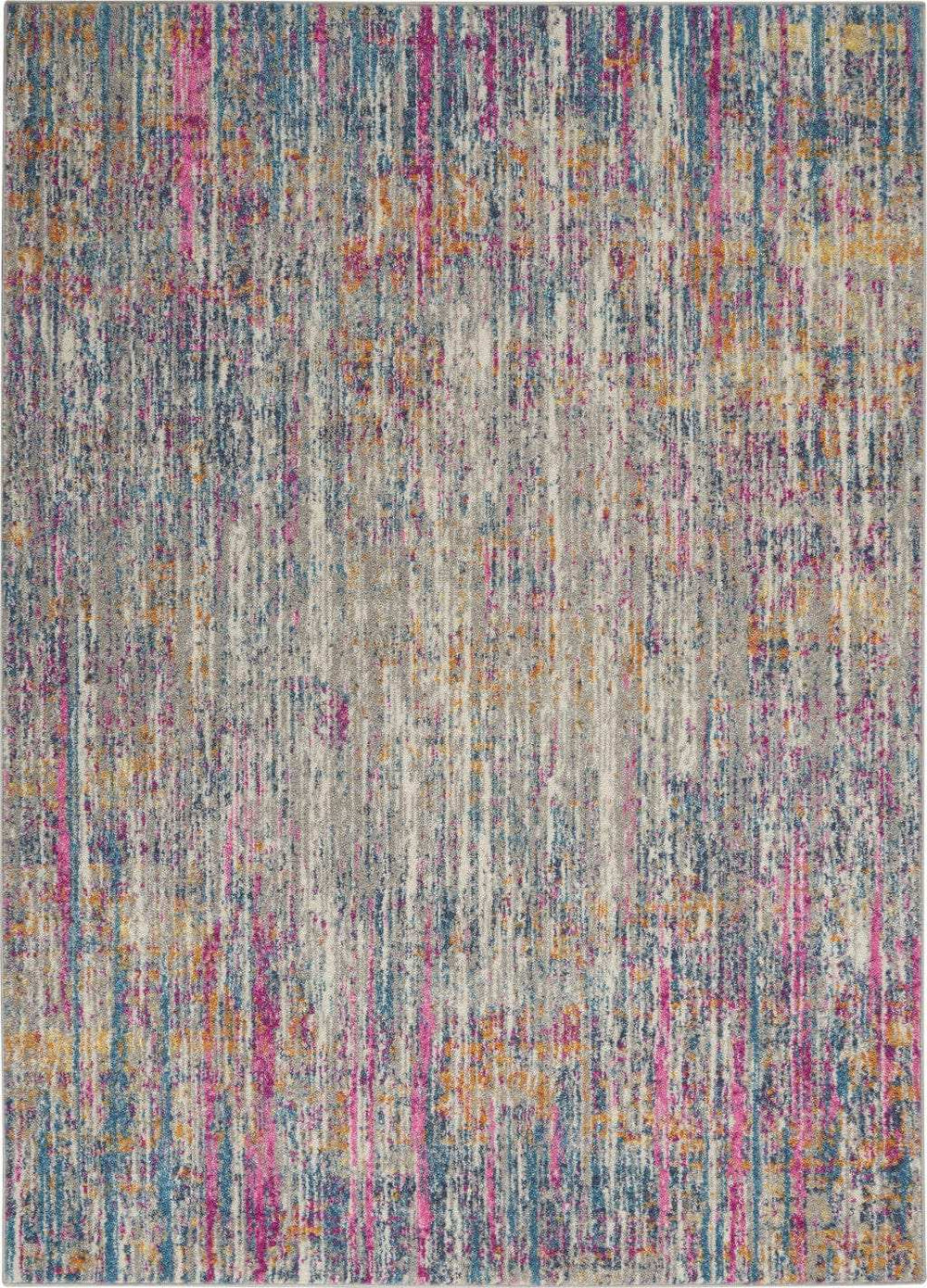 5' X 7' Pink And Ivory Abstract Power Loom Area Rug - Homeroots - Flyclothing LLC