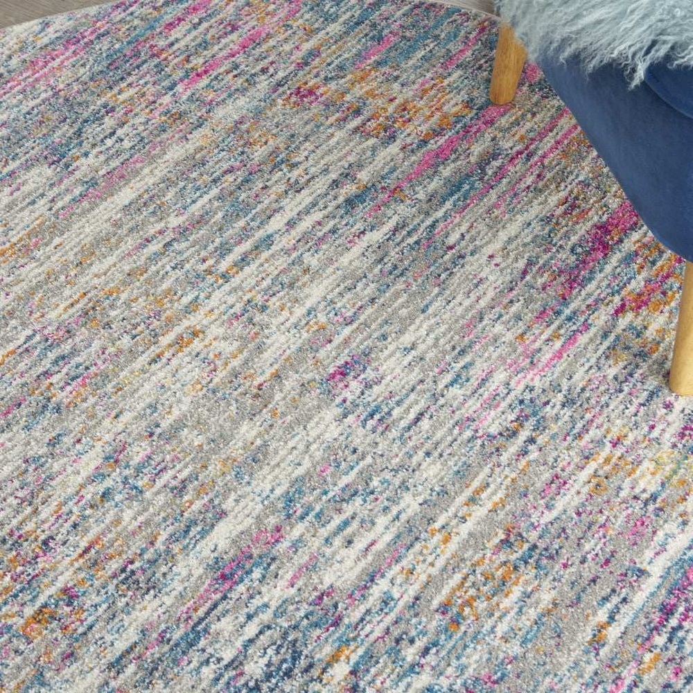 5' Pink And Ivory Round Abstract Power Loom Area Rug - Homeroots - Flyclothing LLC