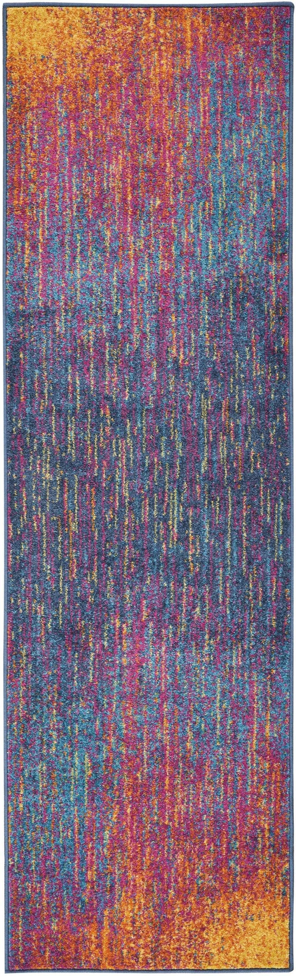 10' Blue And Pink Abstract Power Loom Runner Rug - Homeroots - Flyclothing LLC