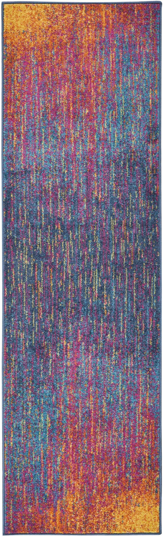 10' Blue And Pink Abstract Power Loom Runner Rug - Homeroots - Flyclothing LLC