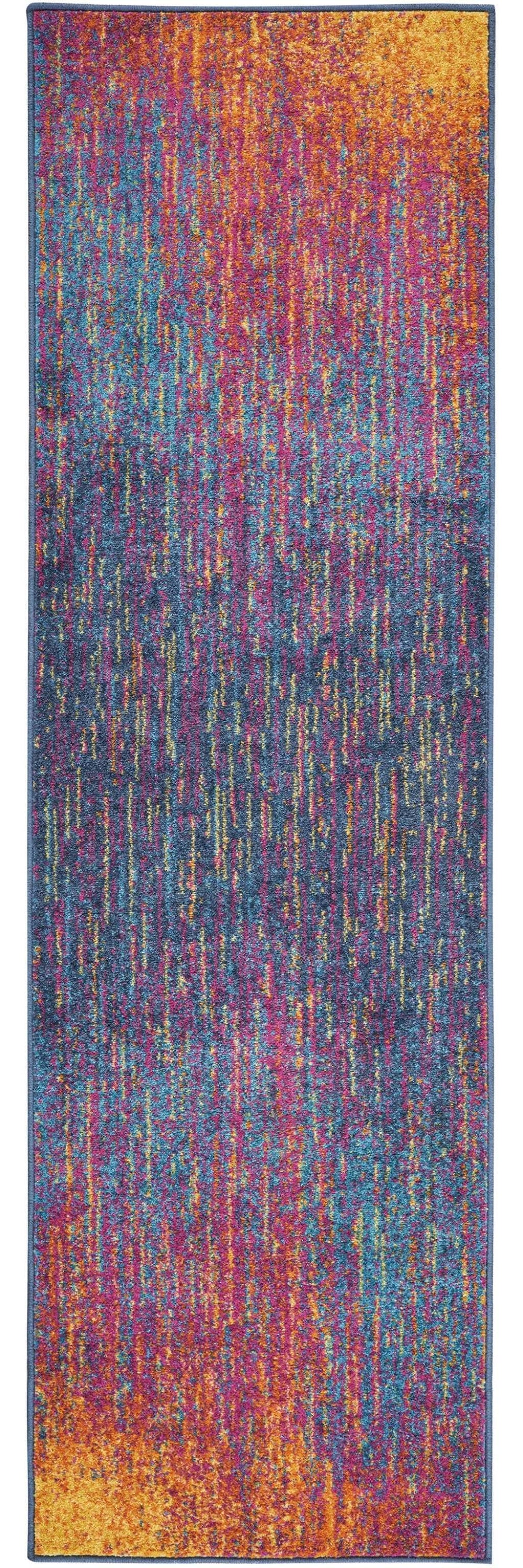 10' Blue And Pink Abstract Power Loom Runner Rug - Homeroots - Flyclothing LLC