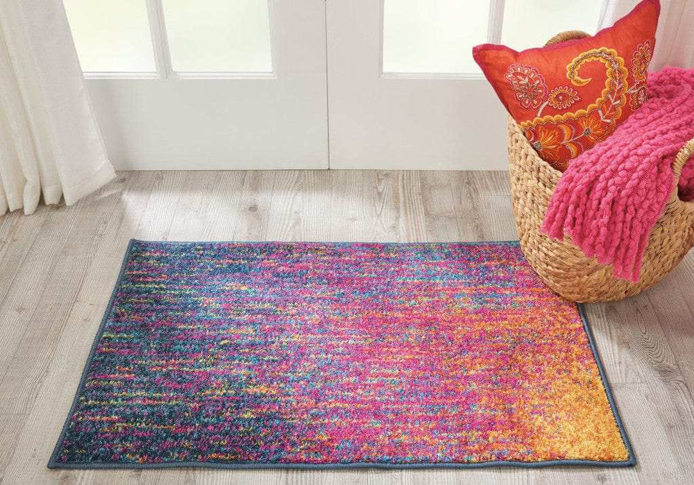 2' X 3' Blue And Pink Abstract Power Loom Area Rug - Homeroots - Flyclothing LLC
