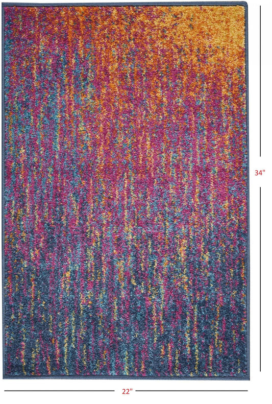 2' X 3' Blue And Pink Abstract Power Loom Area Rug - Homeroots - Flyclothing LLC