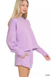 Zenana Scuba Long Sleeve Sweatshirts & Shorts Set - Trendsi - Flyclothing LLC