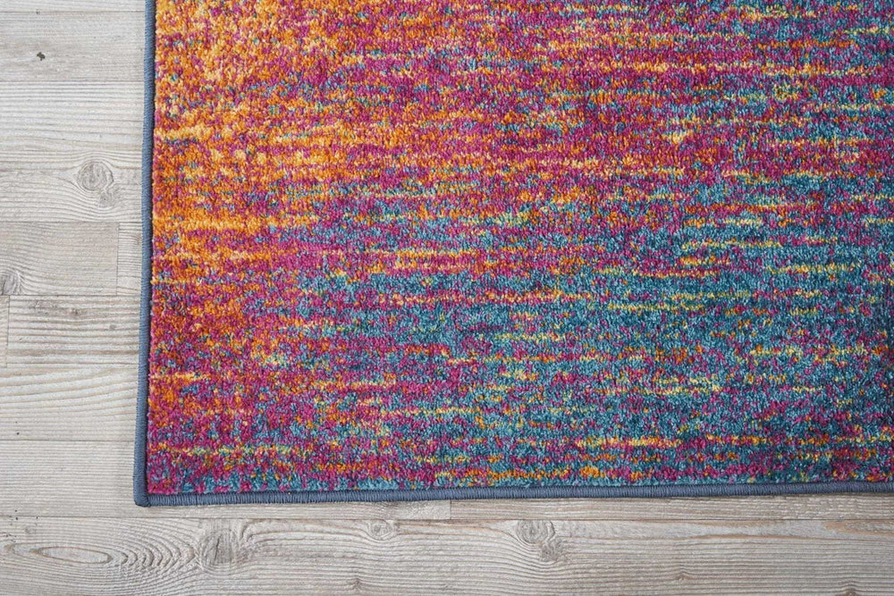 8' Blue And Pink Abstract Power Loom Runner Rug - Homeroots - Flyclothing LLC
