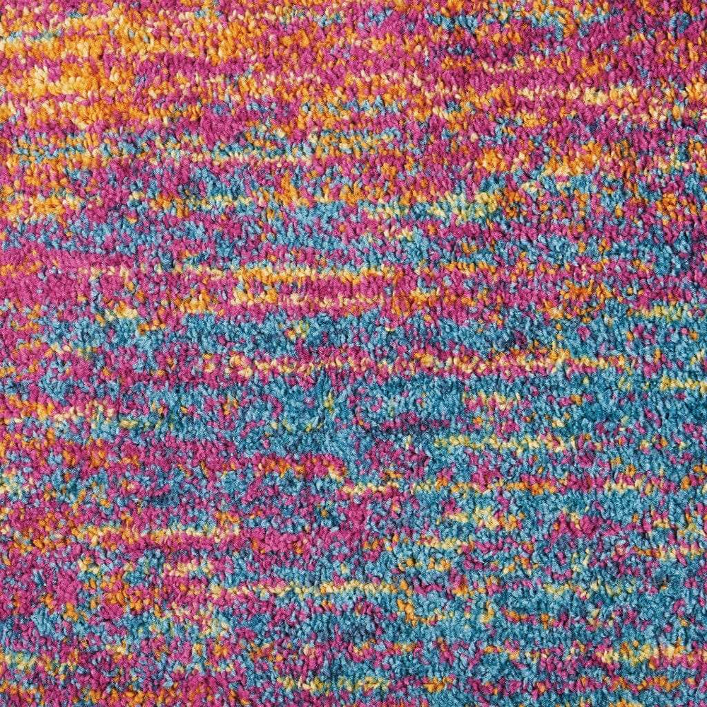 8' Blue And Pink Abstract Power Loom Runner Rug - Homeroots - Flyclothing LLC