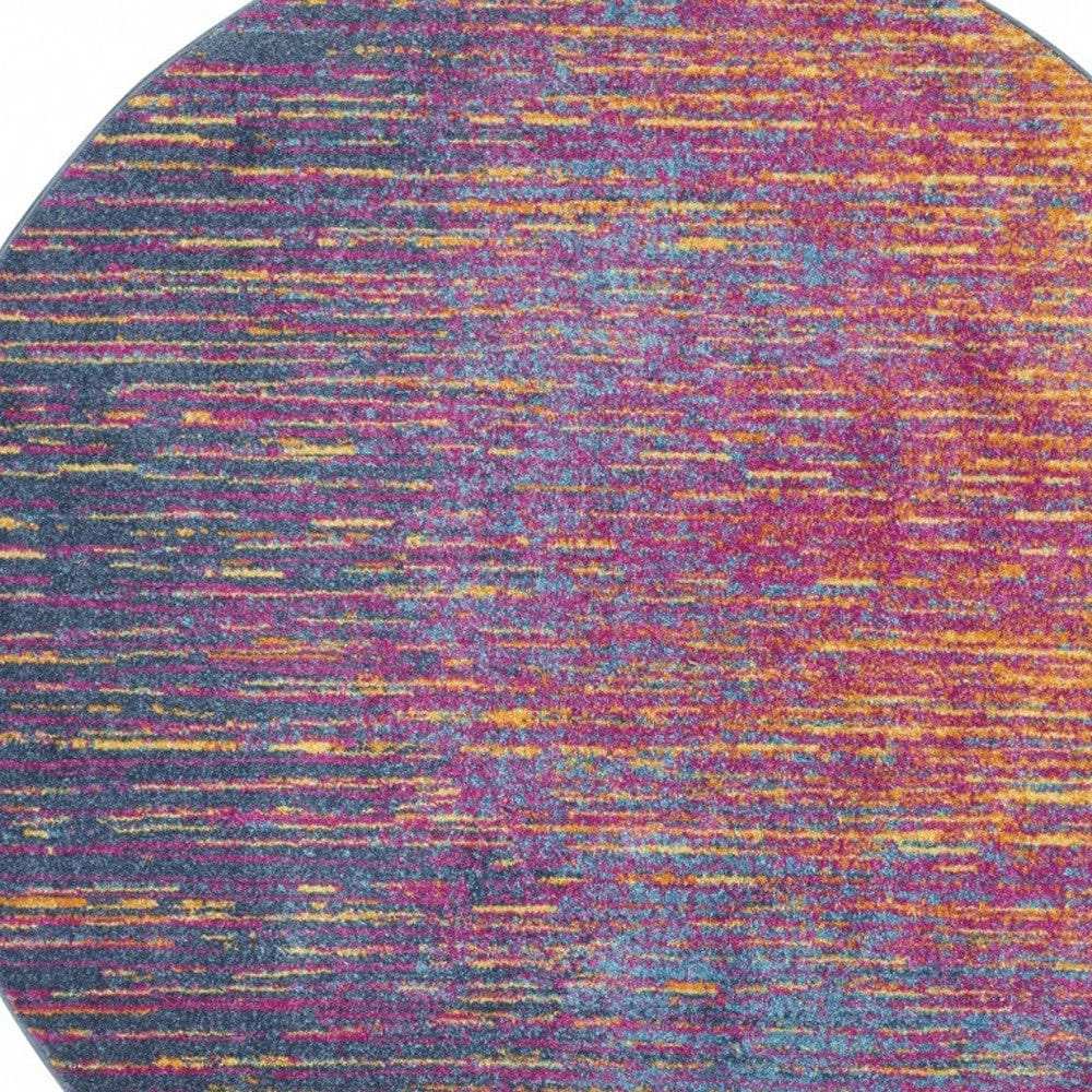 4' Blue And Pink Round Abstract Power Loom Area Rug - Homeroots - Flyclothing LLC