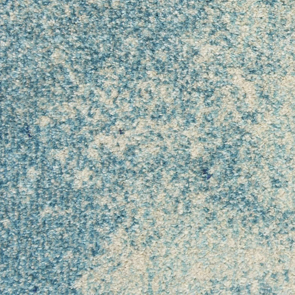 6' Ivory And Blue Abstract Power Loom Runner Rug - Homeroots - Flyclothing LLC
