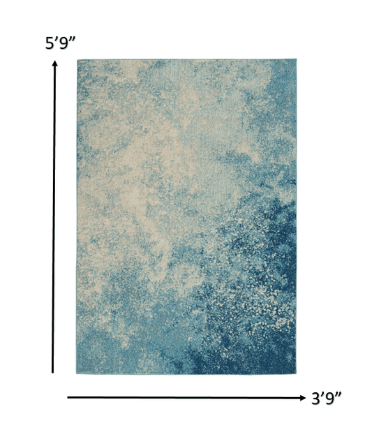 4' X 6' Ivory And Blue Abstract Power Loom Area Rug - Homeroots - Flyclothing LLC