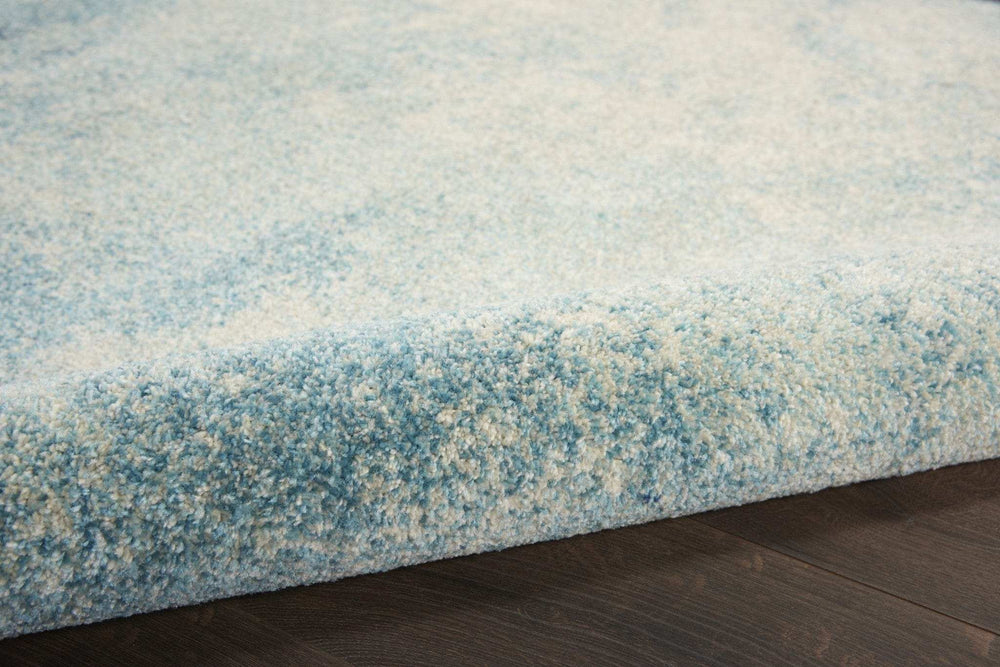 4' Ivory And Blue Round Abstract Power Loom Area Rug - Homeroots - Flyclothing LLC