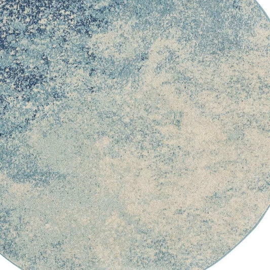 4' Ivory And Blue Round Abstract Power Loom Area Rug - Homeroots - Flyclothing LLC