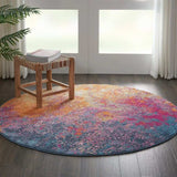 5' Sunset Round Abstract Power Loom Area Rug - Homeroots - Flyclothing LLC