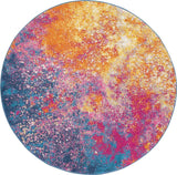8' Sunset Round Abstract Power Loom Area Rug - Homeroots - Flyclothing LLC