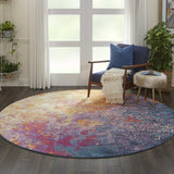 8' Sunset Round Abstract Power Loom Area Rug - Homeroots - Flyclothing LLC
