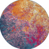8' Sunset Round Abstract Power Loom Area Rug - Homeroots - Flyclothing LLC