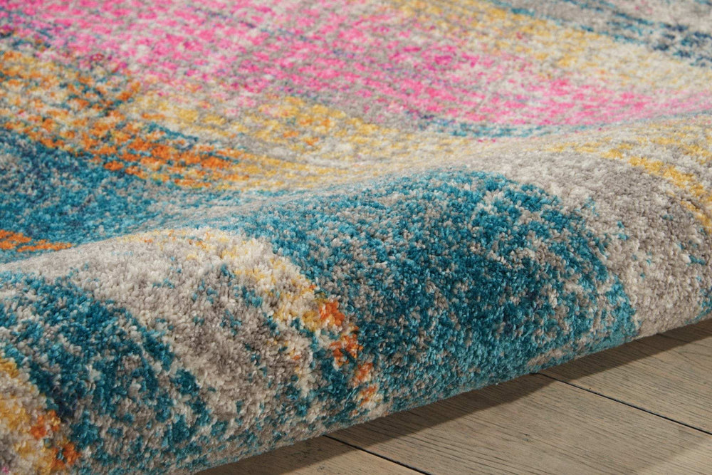 5' X 7' Pink And Blue Abstract Power Loom Area Rug - Homeroots - Flyclothing LLC