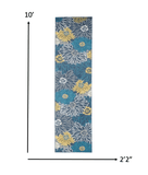 10' Blue Floral Power Loom Runner Rug - Homeroots - Flyclothing LLC