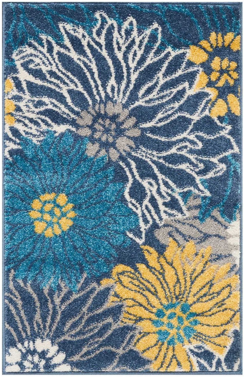 2' X 3' Blue Floral Power Loom Area Rug - Homeroots - Flyclothing LLC
