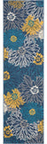 8' Blue Floral Power Loom Runner Rug - Homeroots - Flyclothing LLC