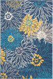 4' X 6' Blue Floral Power Loom Area Rug - Homeroots - Flyclothing LLC