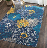 7' X 10' Blue Floral Power Loom Area Rug - Homeroots - Flyclothing LLC