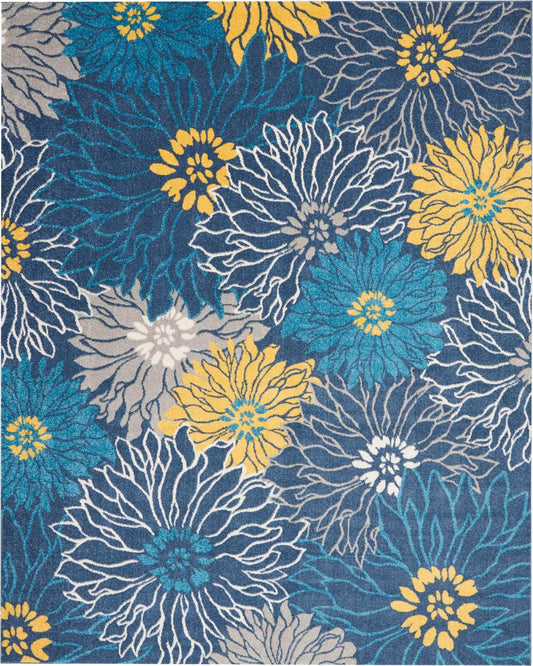 8' X 10' Blue Floral Power Loom Area Rug - Homeroots - Flyclothing LLC