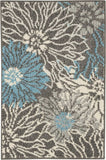 2' X 3' Blue And Gray Floral Power Loom Area Rug - Homeroots - Flyclothing LLC