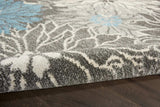 8' Blue And Gray Floral Power Loom Runner Rug - Homeroots - Flyclothing LLC