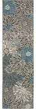 8' Blue And Gray Floral Power Loom Runner Rug - Homeroots - Flyclothing LLC