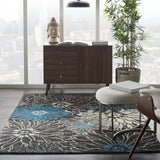 4' X 6' Blue And Gray Floral Power Loom Area Rug - Homeroots - Flyclothing LLC