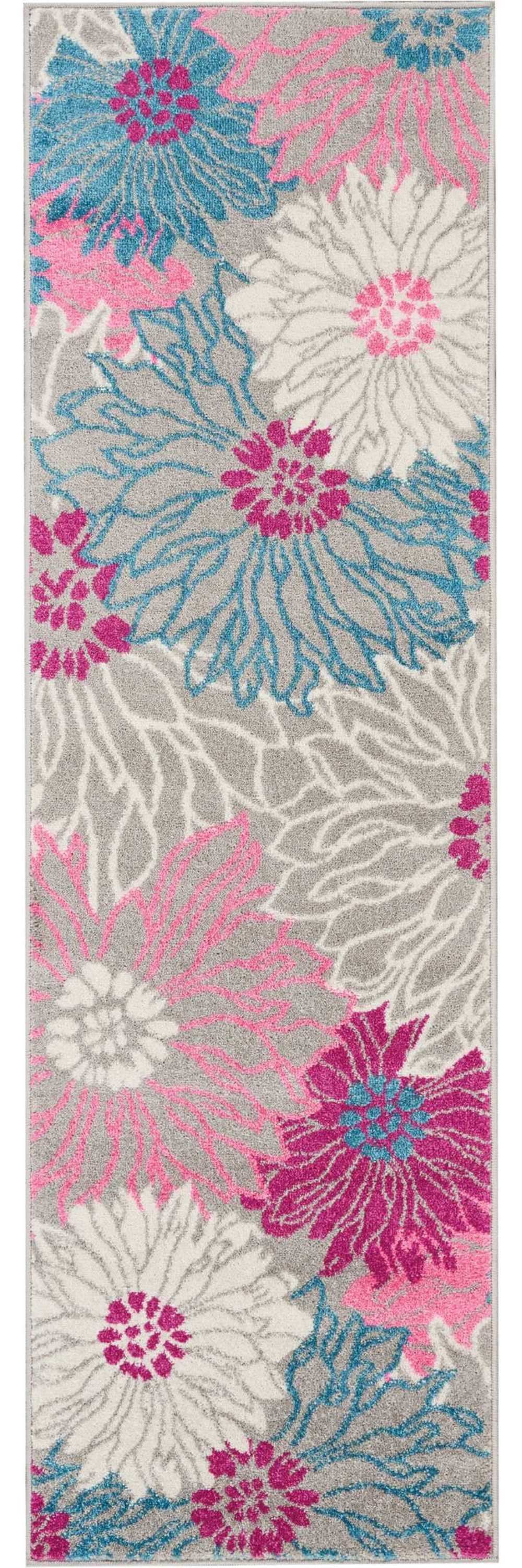 6' Gray Floral Dhurrie Runner Rug - Homeroots - Flyclothing LLC