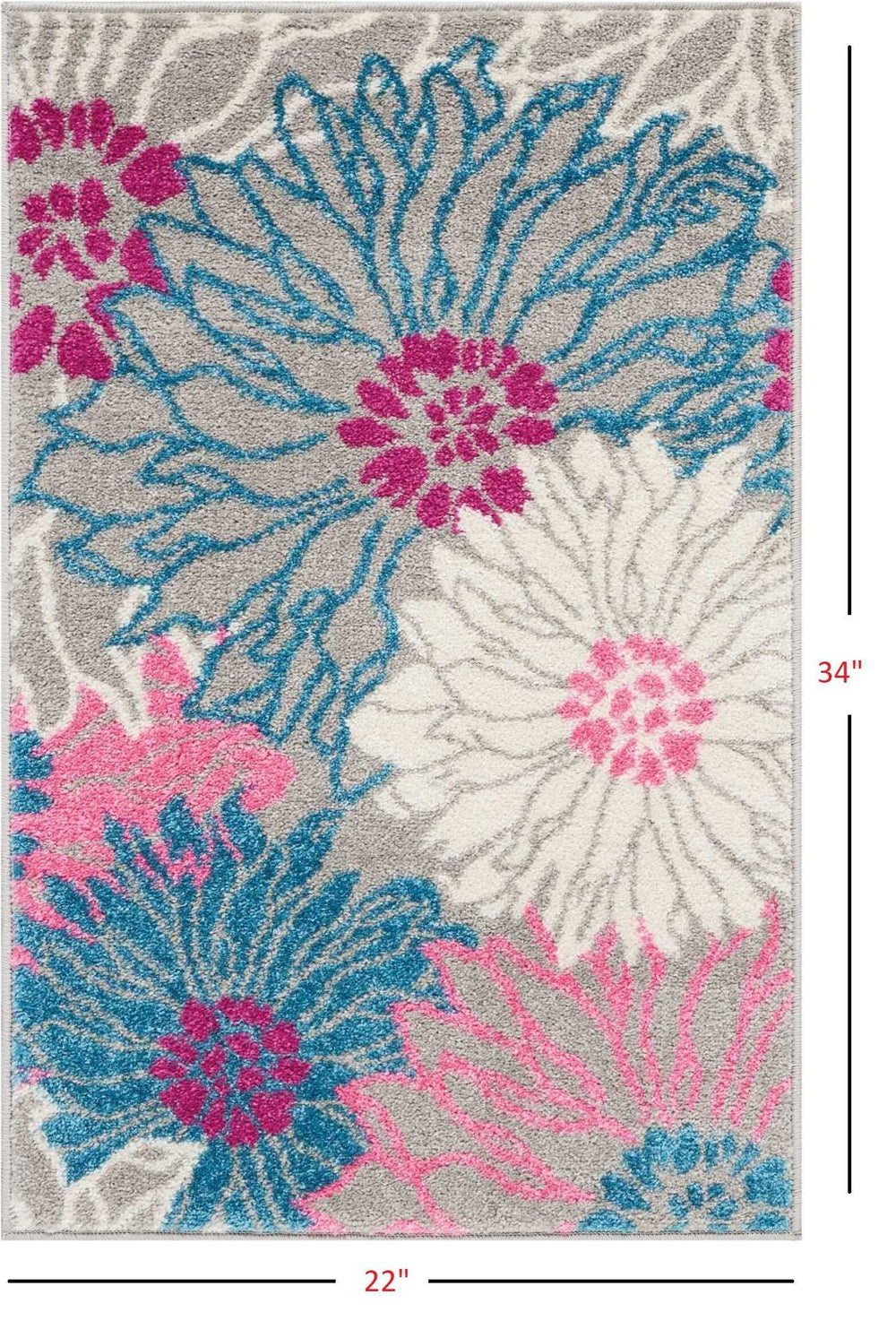2' X 3' Gray Floral Power Loom Area Rug - Homeroots - Flyclothing LLC