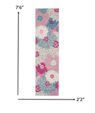 8' Gray Floral Dhurrie Runner Rug - Homeroots - Flyclothing LLC