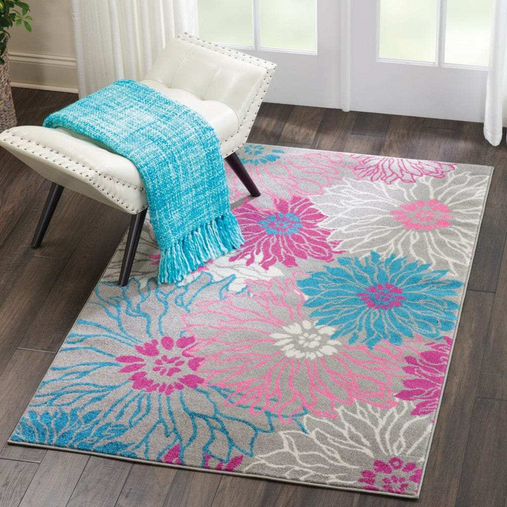 4' X 6' Gray Floral Dhurrie Area Rug - Homeroots - Flyclothing LLC
