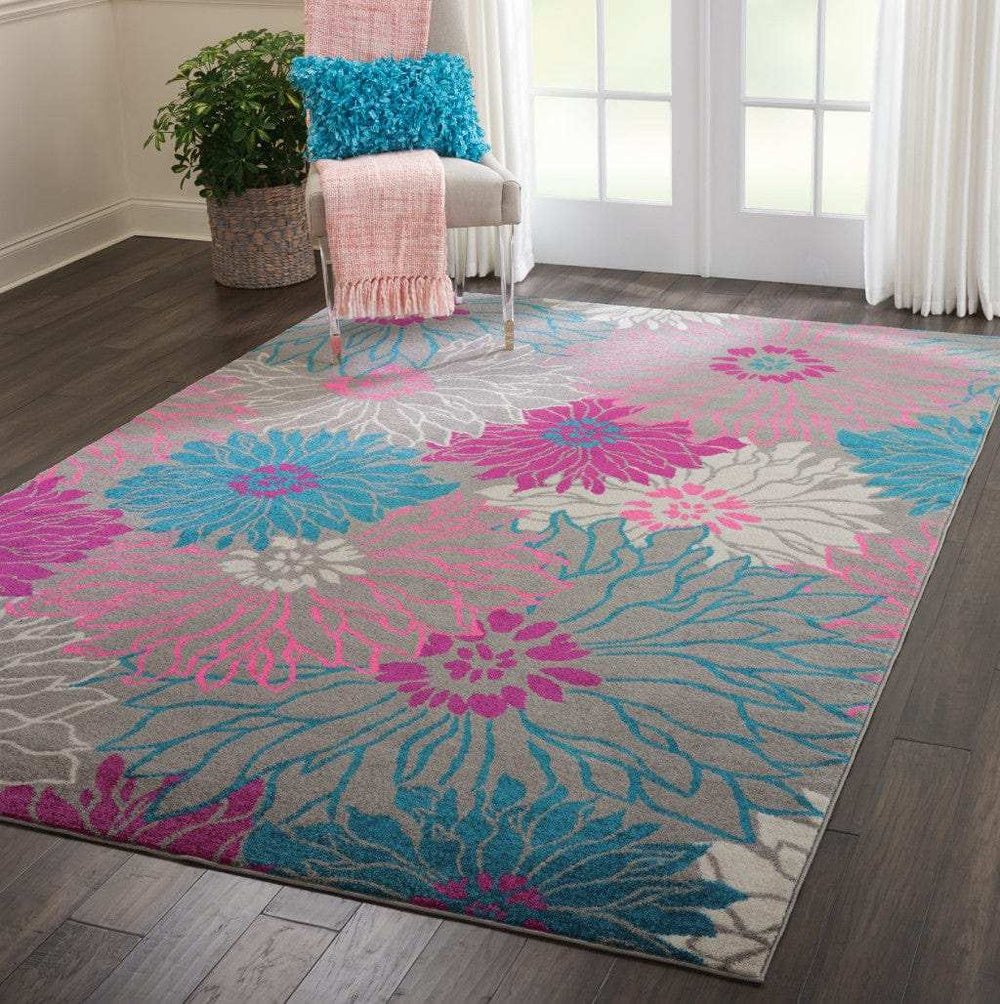 7' X 10' Gray Floral Dhurrie Area Rug - Homeroots - Flyclothing LLC