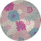 8' Gray Round Floral Dhurrie Area Rug - Homeroots - Flyclothing LLC
