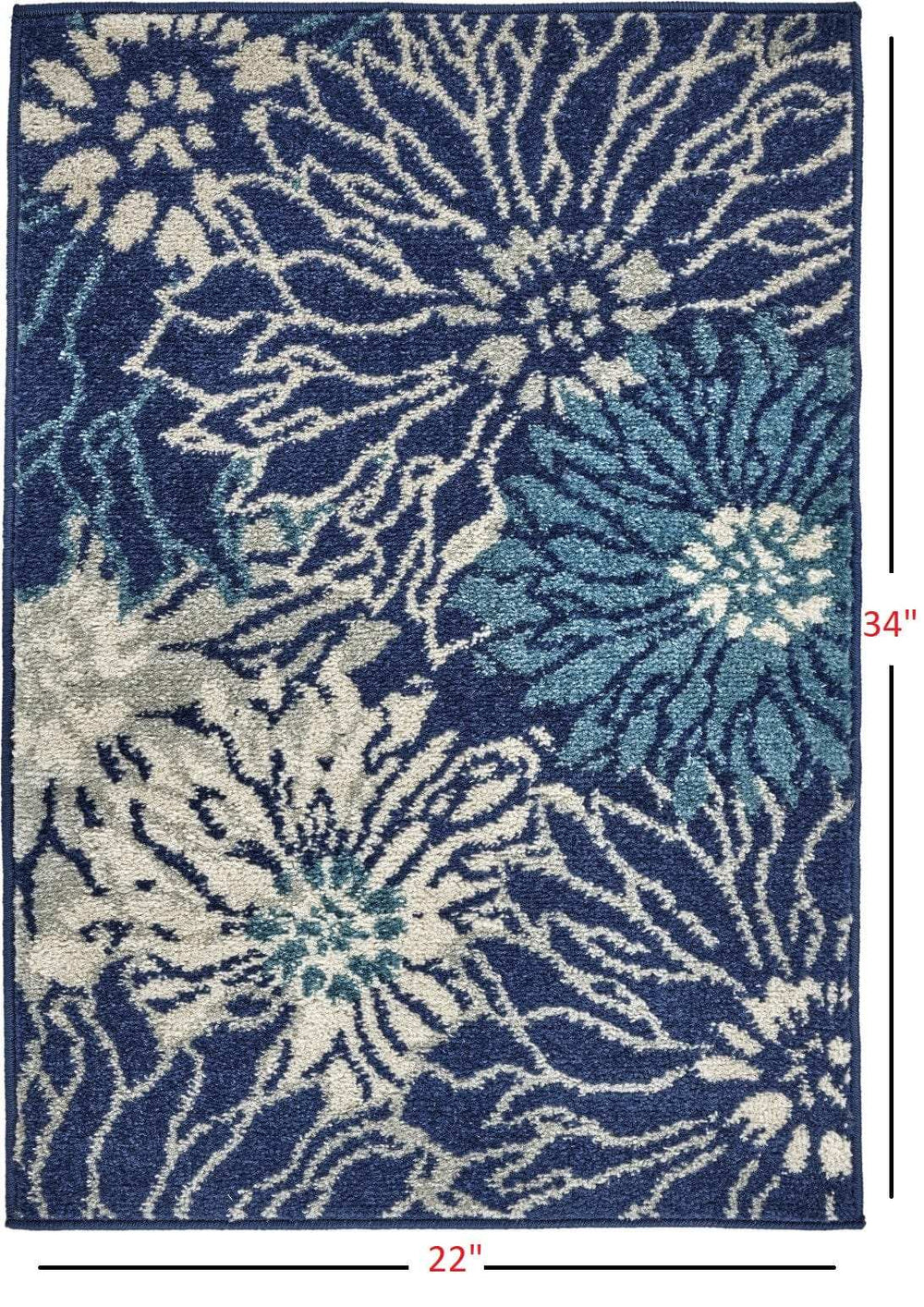 2' X 3' Blue And Ivory Floral Power Loom Area Rug - Homeroots - Flyclothing LLC