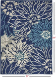 2' X 3' Blue And Ivory Floral Power Loom Area Rug - Homeroots - Flyclothing LLC