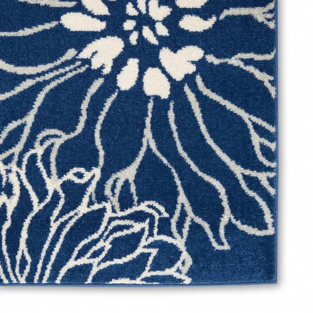 2' X 3' Blue And Ivory Floral Power Loom Area Rug - Homeroots - Flyclothing LLC