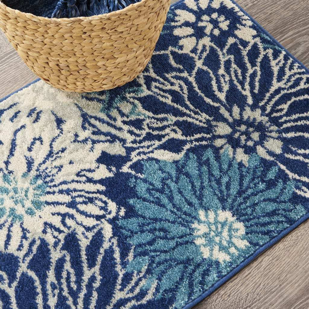 2' X 3' Blue And Ivory Floral Power Loom Area Rug - Homeroots - Flyclothing LLC