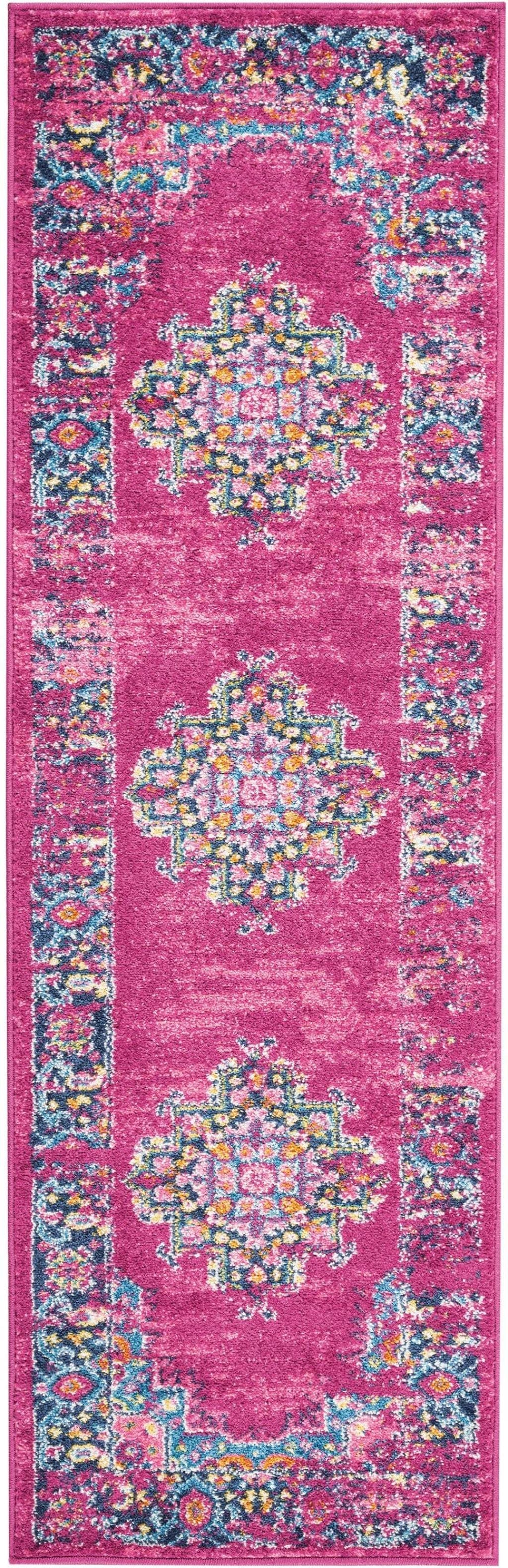 6' Fuchsia Power Loom Runner Rug - Homeroots - Flyclothing LLC