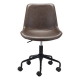 Brown and Black Adjustable Swivel Faux Leather Rolling Office Chair - Homeroots - Flyclothing LLC