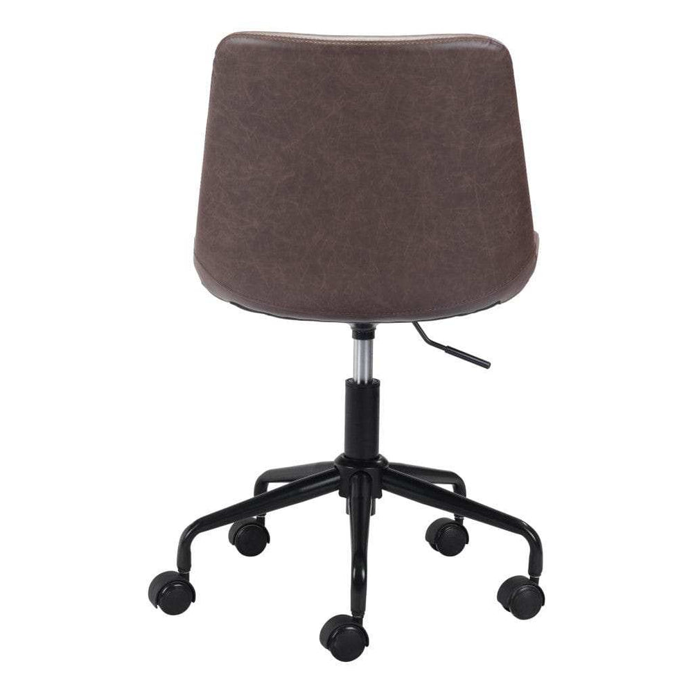 Brown and Black Adjustable Swivel Faux Leather Rolling Office Chair - Homeroots - Flyclothing LLC