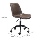 Brown and Black Adjustable Swivel Faux Leather Rolling Office Chair - Homeroots - Flyclothing LLC