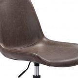Brown and Black Adjustable Swivel Faux Leather Rolling Office Chair - Homeroots - Flyclothing LLC